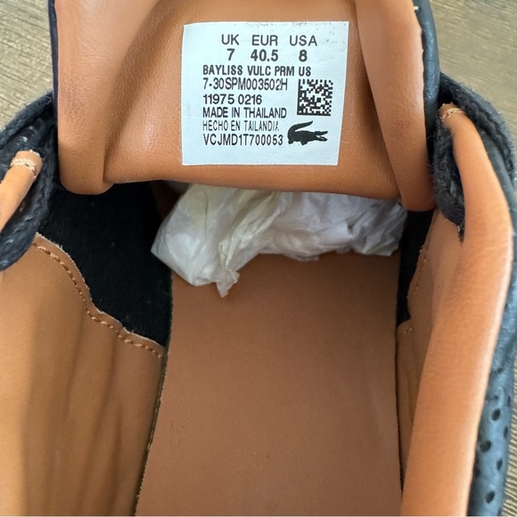 Lacoste Bayliss Vulc PRM Men’s preppy Sneakers Black Leather Size 8 - Picture 6 of 9